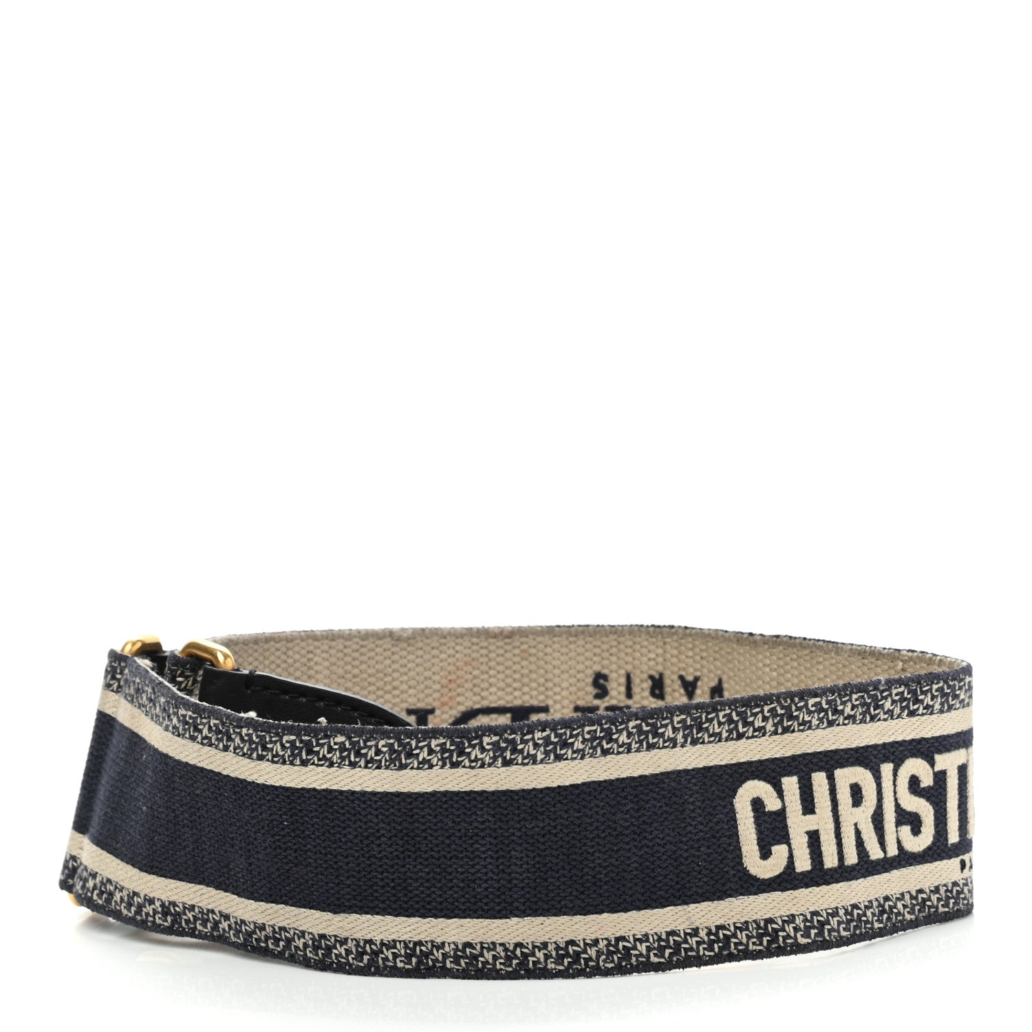 Christian Dior Canvas Embroidered Shoulder Strap Blue 2 of 13