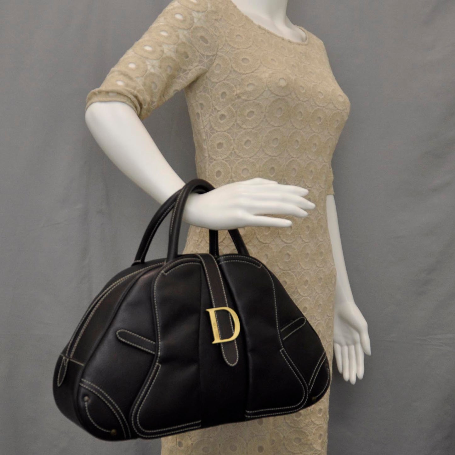 Leather Saddle Bowler Black