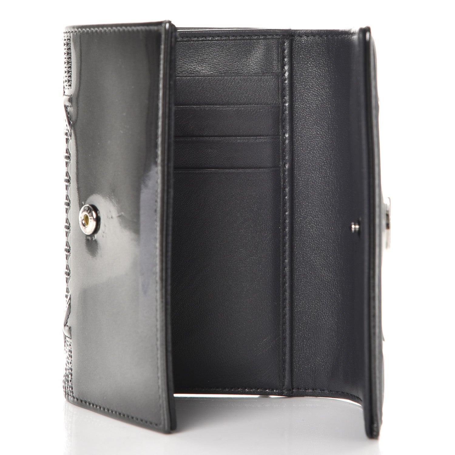 Christian Dior Metallic Patent Micro-Cannage Diorama Elancee Wallet Onyx Black 5 of 11