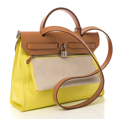 Hermes Toile H Berline Vache Hunter Herbag Zip 31 PM Lime 4 of 11