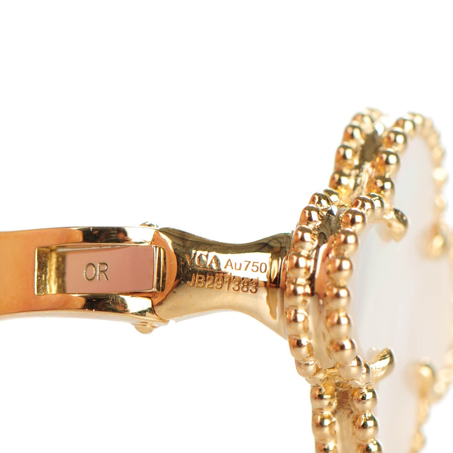 18K Yellow Gold Mother of Pearl Vintage Alhambra Earrings