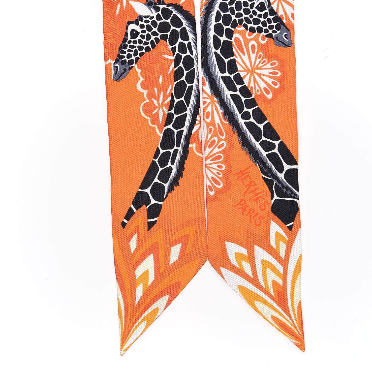 Hermes Silk The Three Graces Twilly Orange Mangue Anthracite 2 of 4