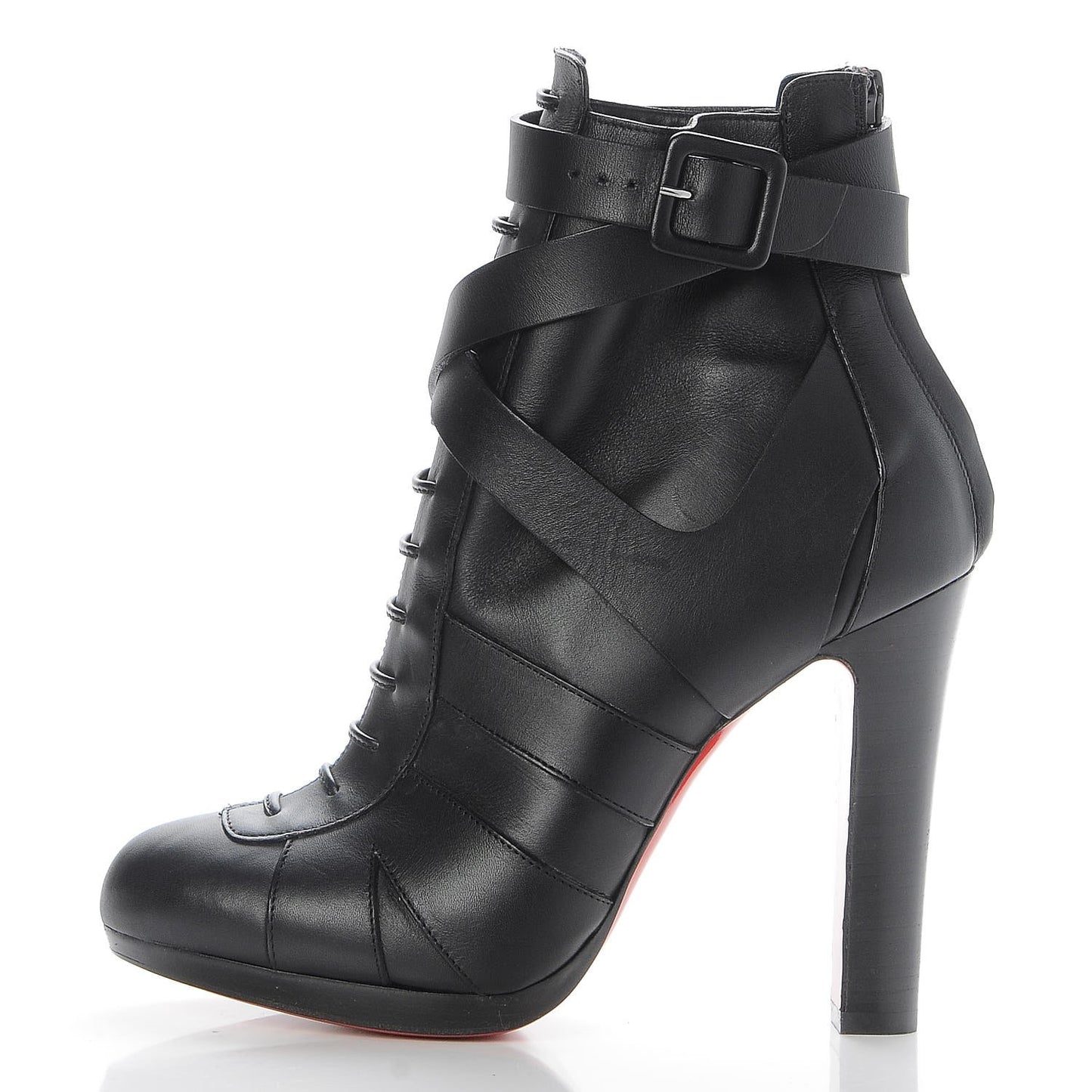 Calfskin Lamu 120 Platform Ankle Boots 38 Black