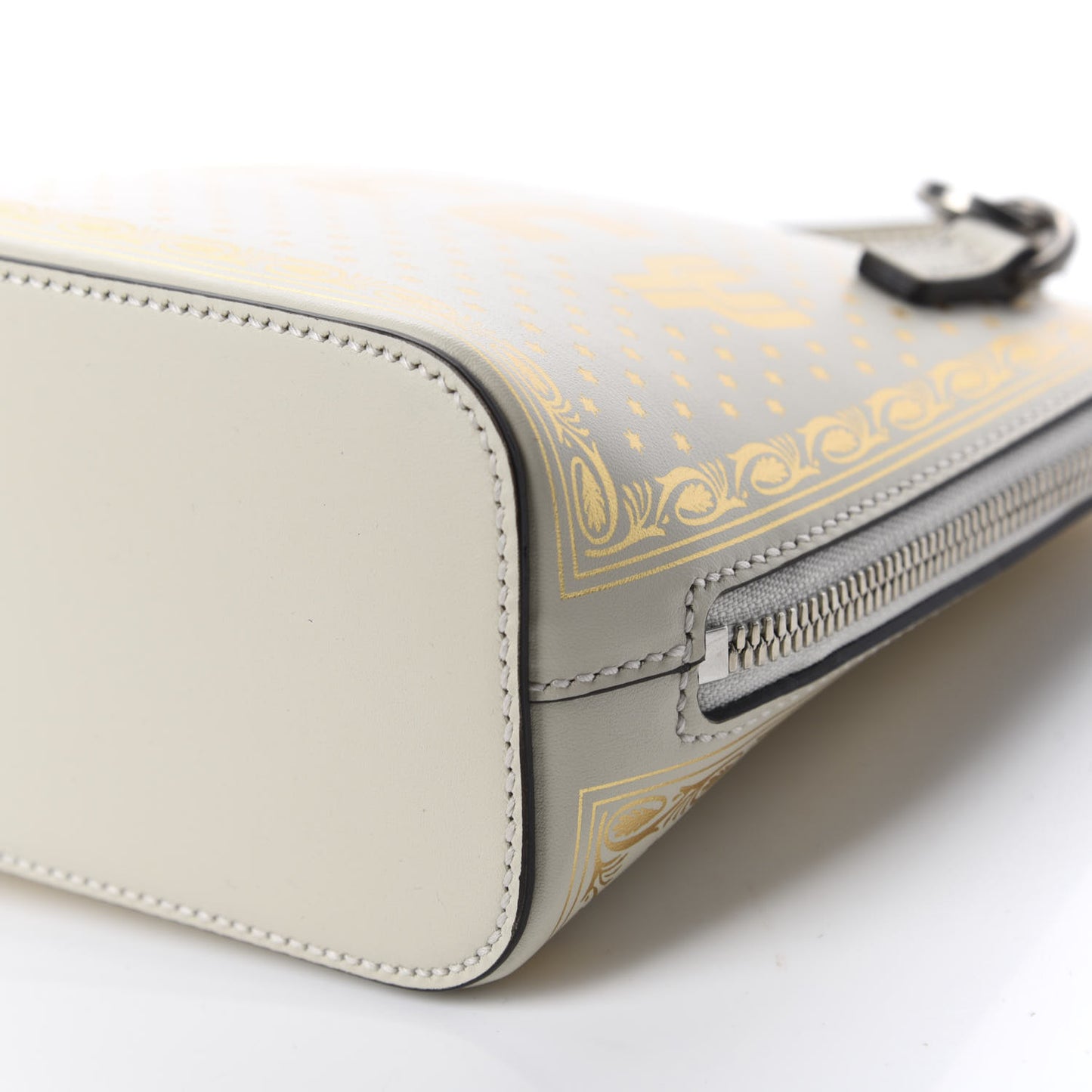 X SEGA Calfskin GUCCY Stars Mini Dome Shoulder Bag Mystic White Gold