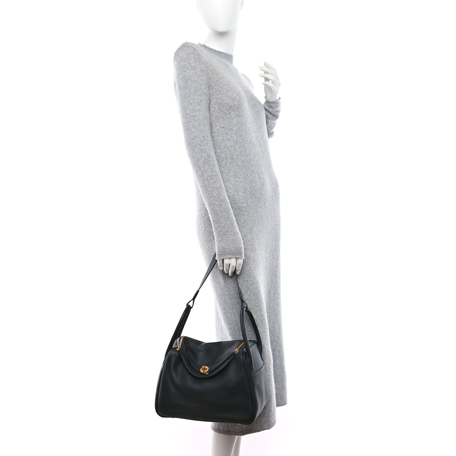 Hermes Taurillon Clemence Lindy 30 Black 2 of 9
