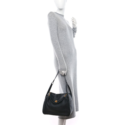 Hermes Taurillon Clemence Lindy 30 Black 2 of 9