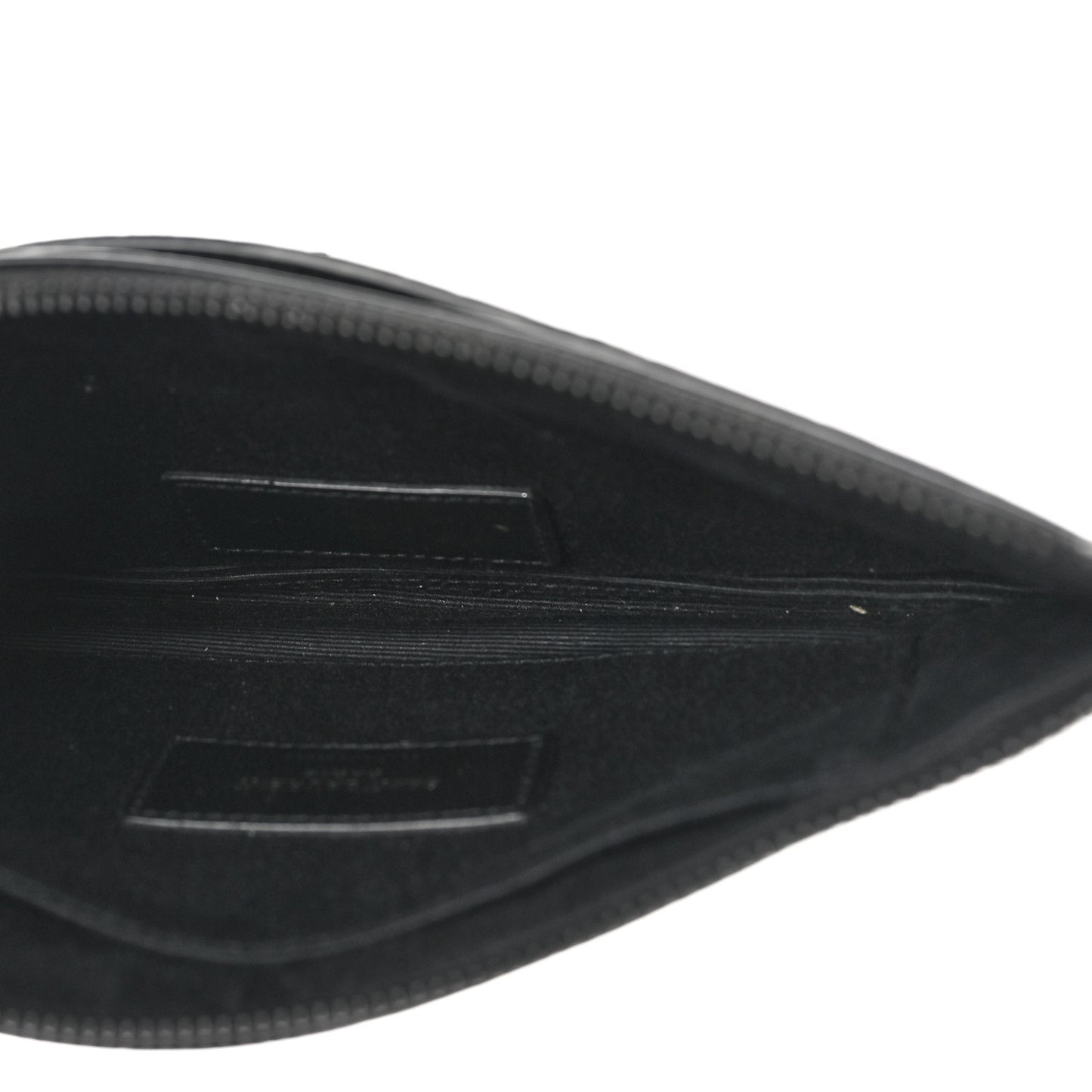Calfskin Crocodile Embossed Monogram Zip Bill Pouch Black