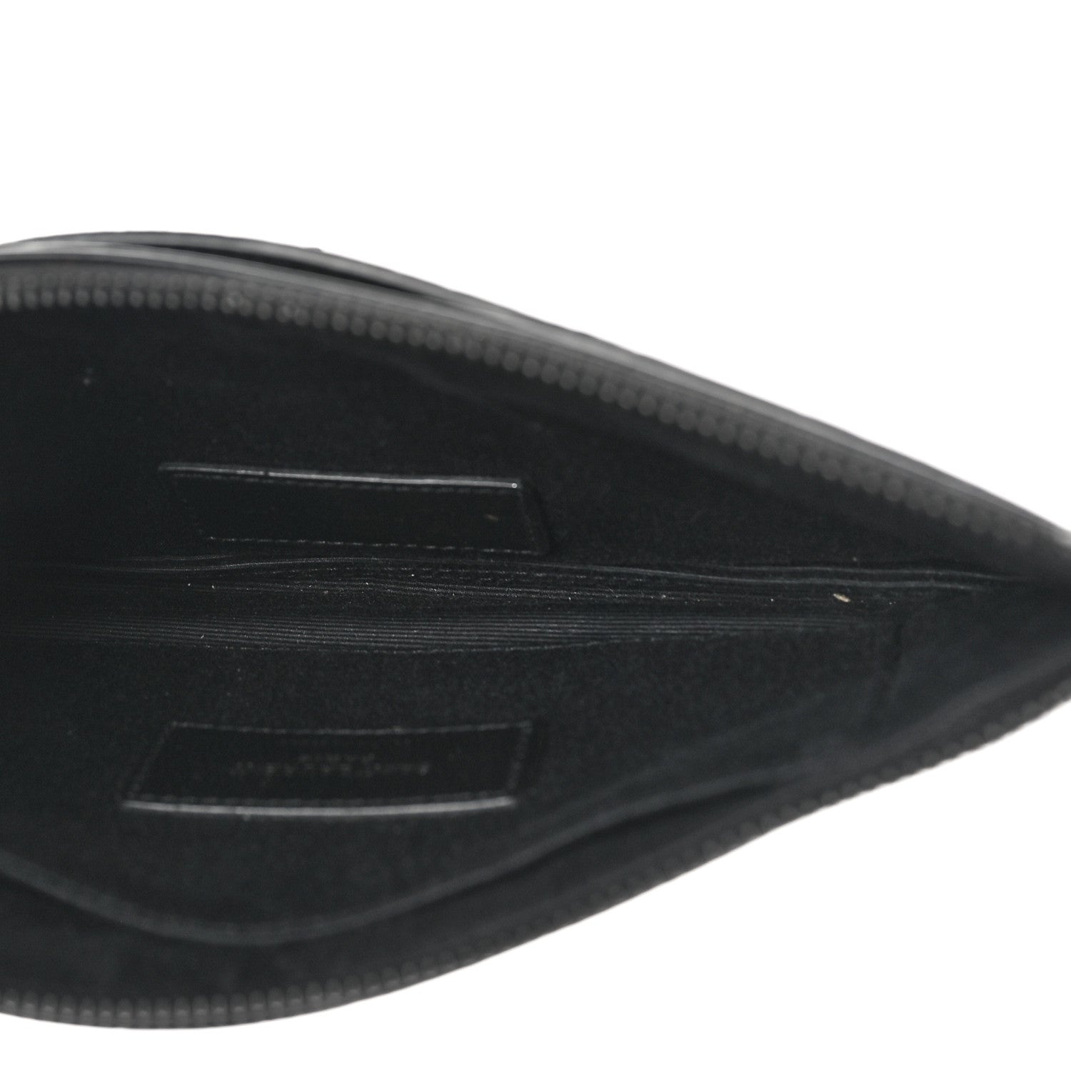 Saint Laurent Calfskin Crocodile Embossed Monogram Zip Bill Pouch Black 5 of 9