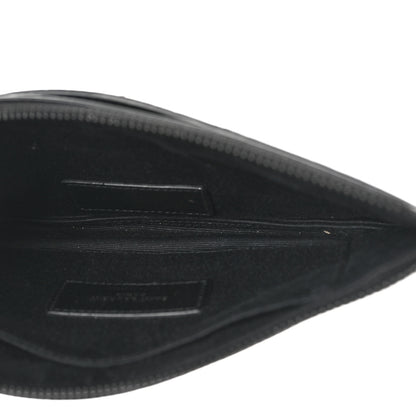 Saint Laurent Calfskin Crocodile Embossed Monogram Zip Bill Pouch Black 5 of 9