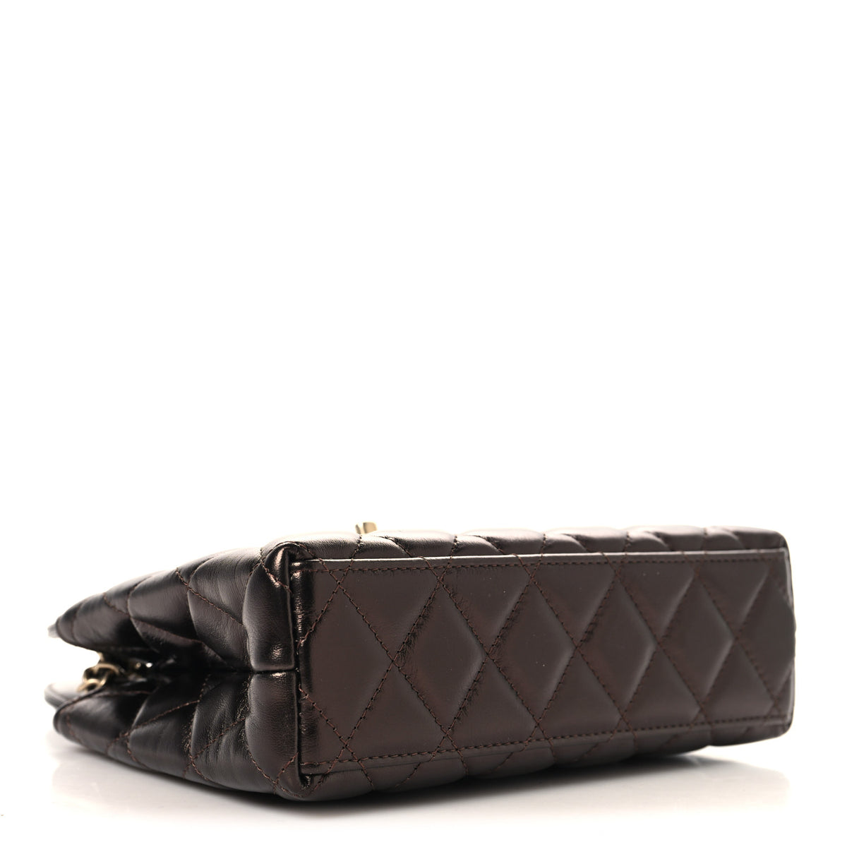 Chanel Metallic Aged Calfskin Quilted Nano Kelly Shopper Dark Brown 3 of 10