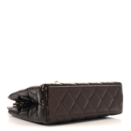Chanel Metallic Aged Calfskin Quilted Nano Kelly Shopper Dark Brown 3 of 10