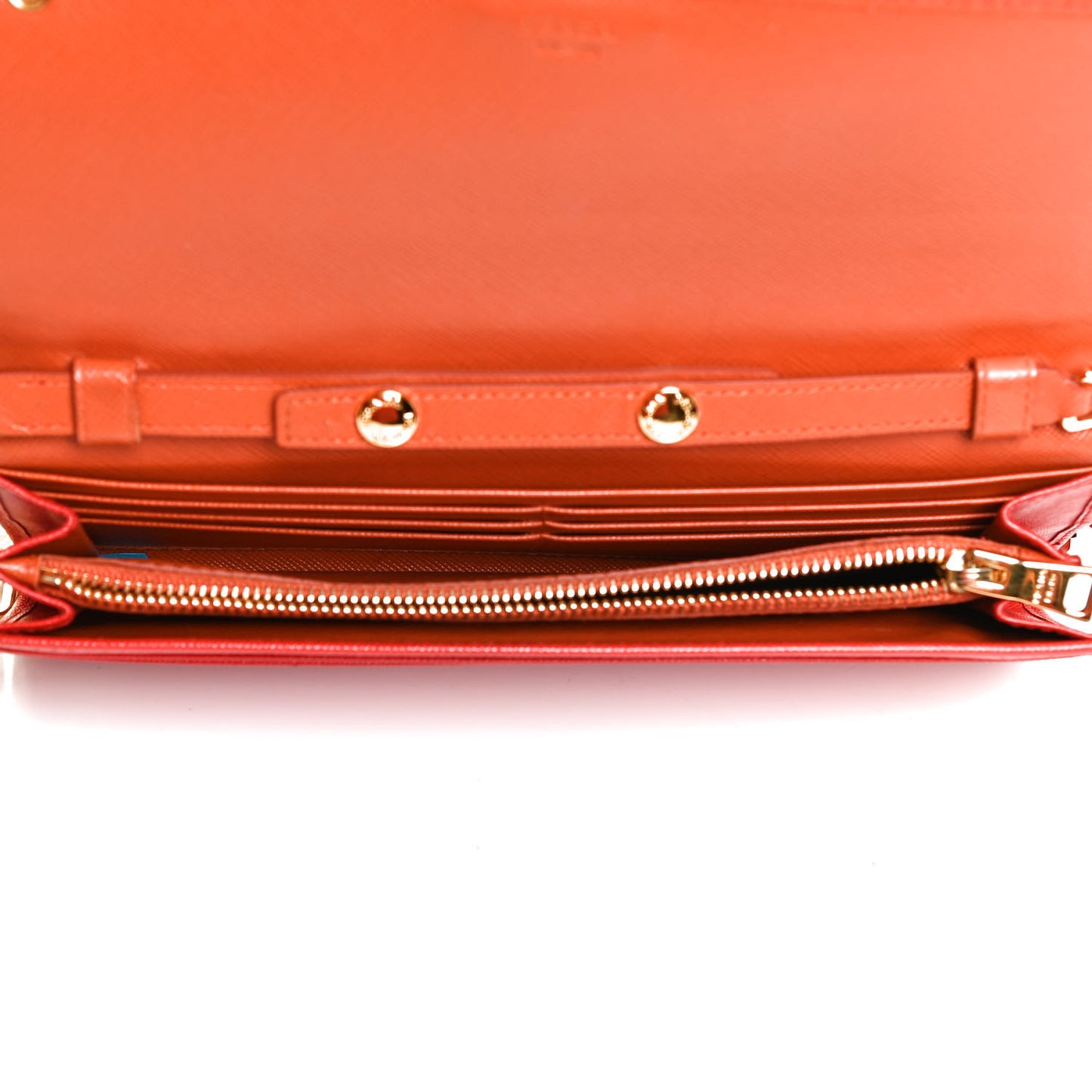 Saffiano Metal Oro Chain Wallet Red Orange