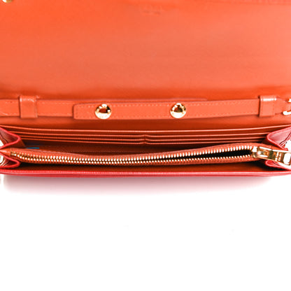Prada Saffiano Metal Oro Chain Wallet Red Orange 5 of 13