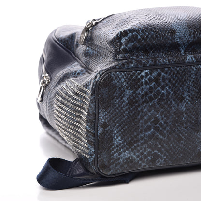 MCM Snakeskin Embossed Visetos Studded Medium Stark Backpack Blue 11 of 14
