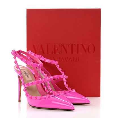 Valentino Garavani Patent Lacquer Monochrome Rockstud Ankle Strap 100mm Pumps 39 Pink PP 9 of 9