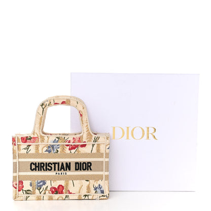 Christian Dior Canvas Embroidered Hibiscus Printed Mini Book Tote Beige Multicolor 14 of 14