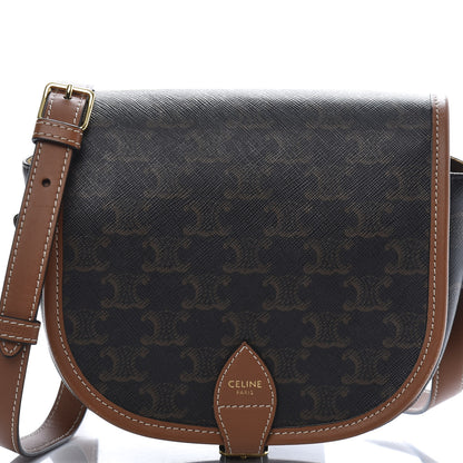 Celine Triomphe Canvas Medium Folco Bag Tan 9 of 9