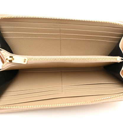 Saint Laurent Grain De Poudre Matelasse Chevron Monogram Zip Around Wallet Nude Powder 5 of 6
