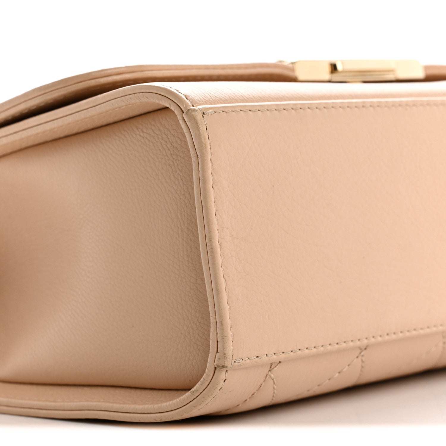 Chanel Grained Calfskin Quilted Medium Label Click Flap Bag Beige 9 of 15