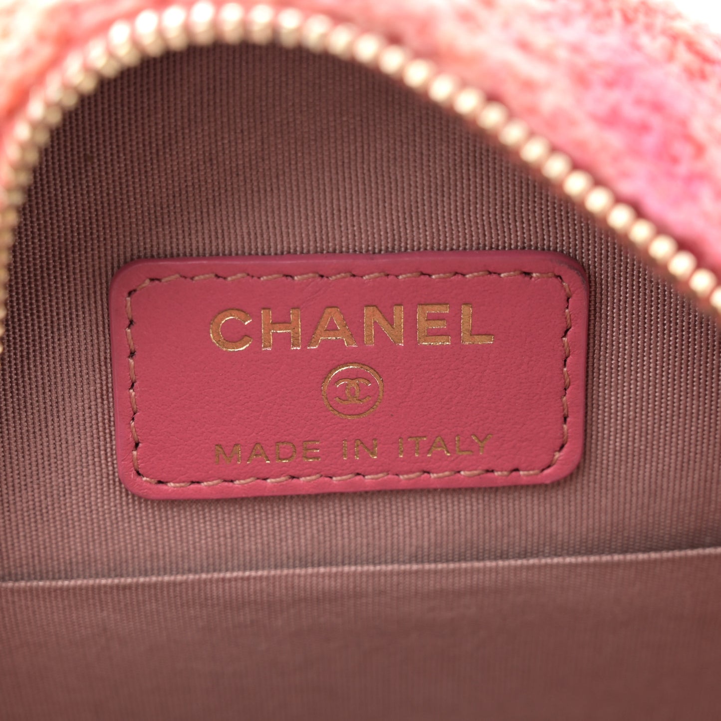 Tweed Quilted Chanel 19 Round Clutch With Chain Coral Pink