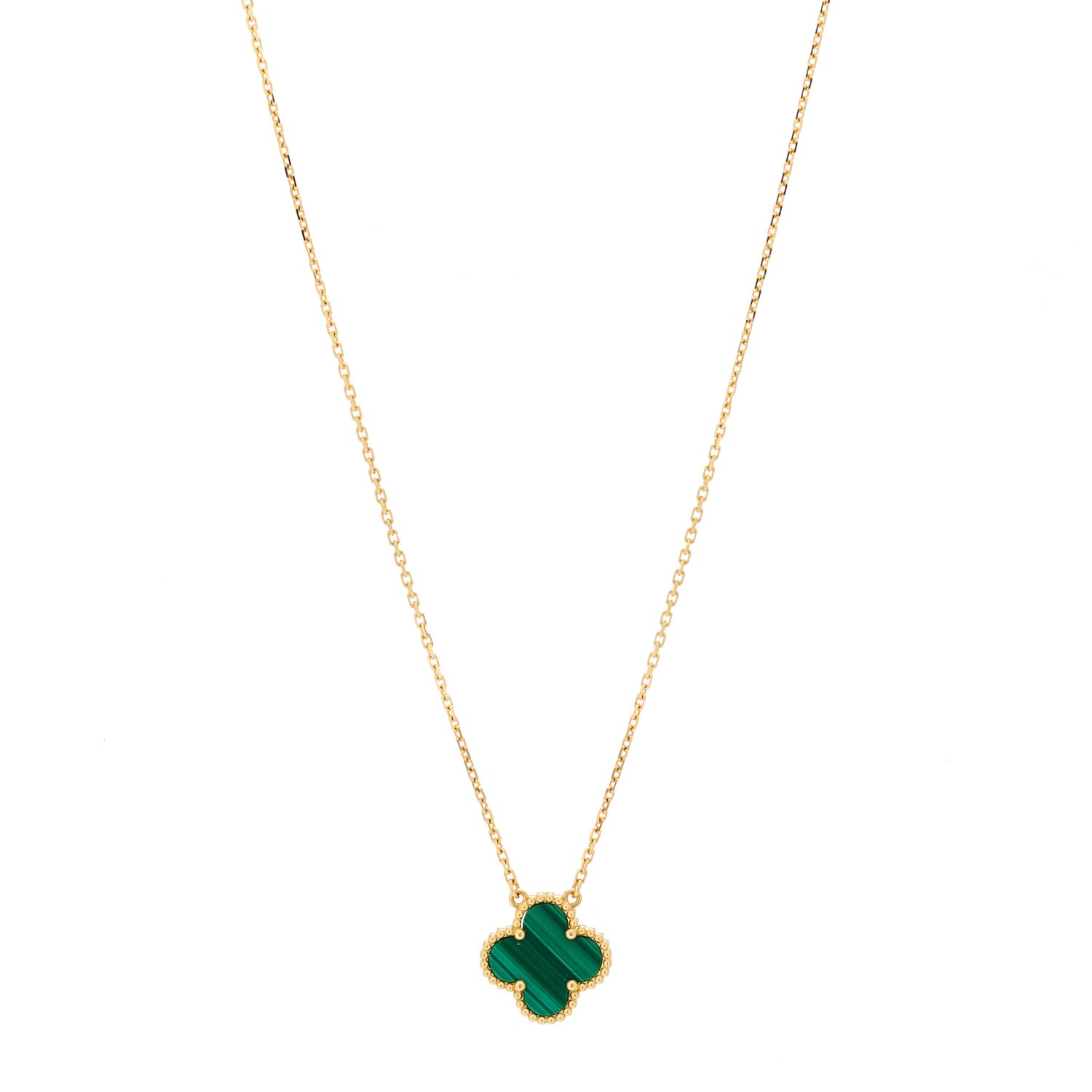 Van Cleef & Arpels 18K Yellow Gold Malachite Vintage Alhambra Pendant Necklace 1 of 6