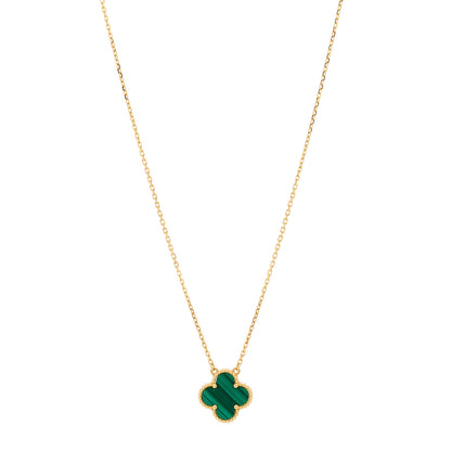 Van Cleef & Arpels 18K Yellow Gold Malachite Vintage Alhambra Pendant Necklace 1 of 6