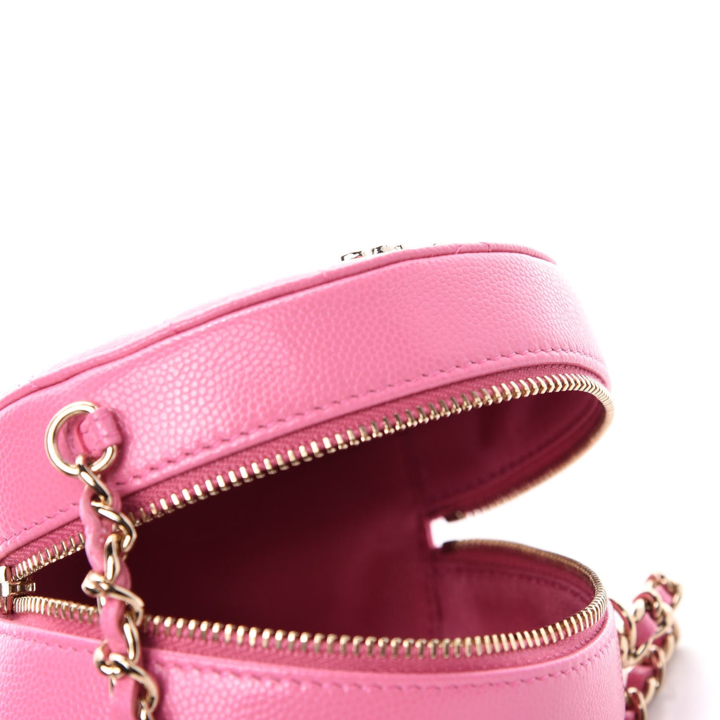 Caviar Quilted Gripoix CC Round Clutch With Chain Pink