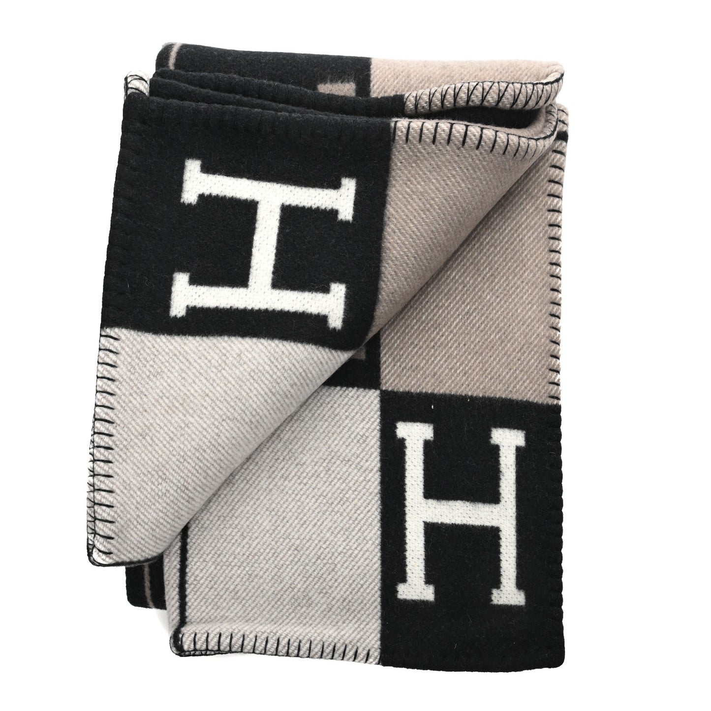 Wool Cashmere Avalon Blanket Ecru Gris Fonce