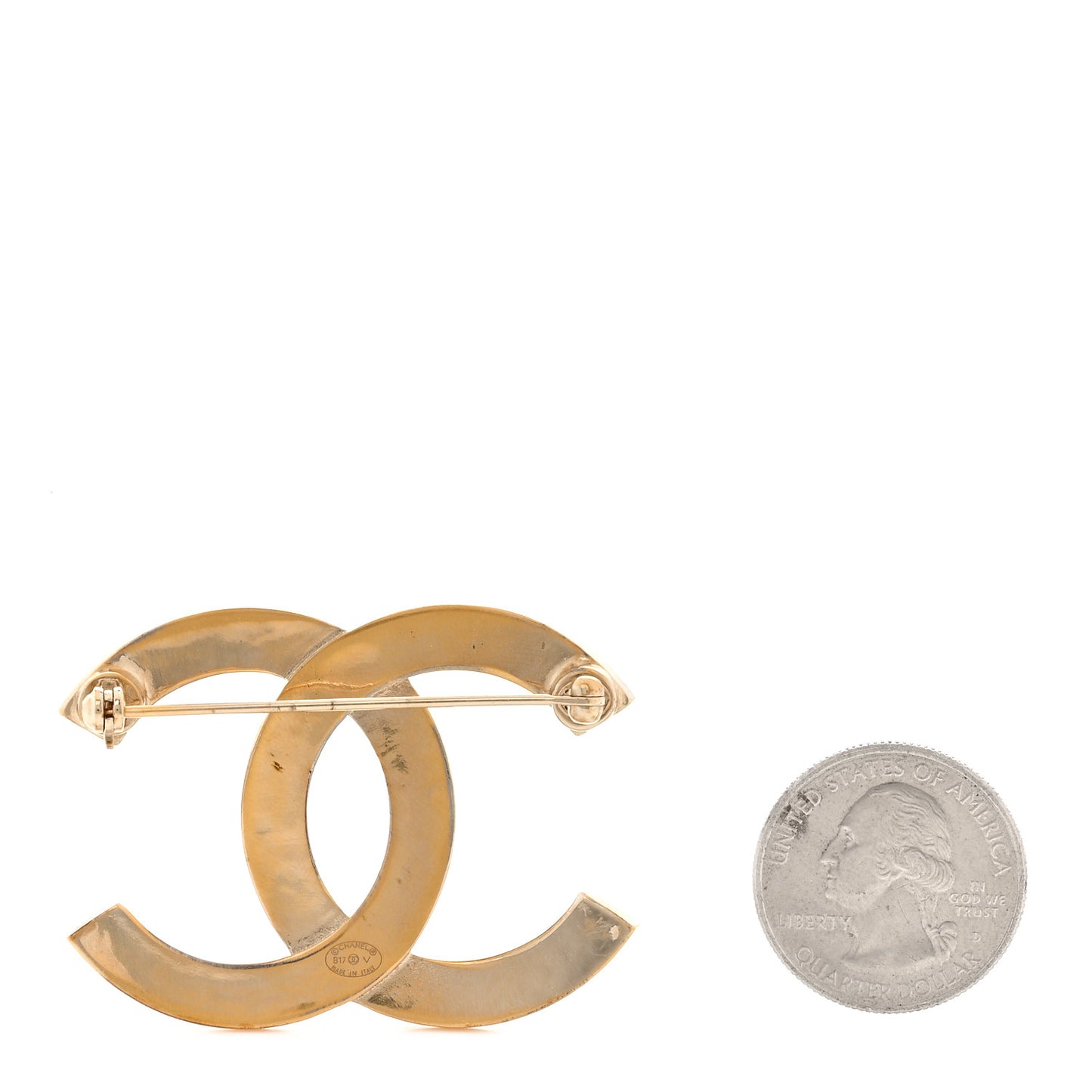 Baguette Crystal Quilted CC Brooch Gold