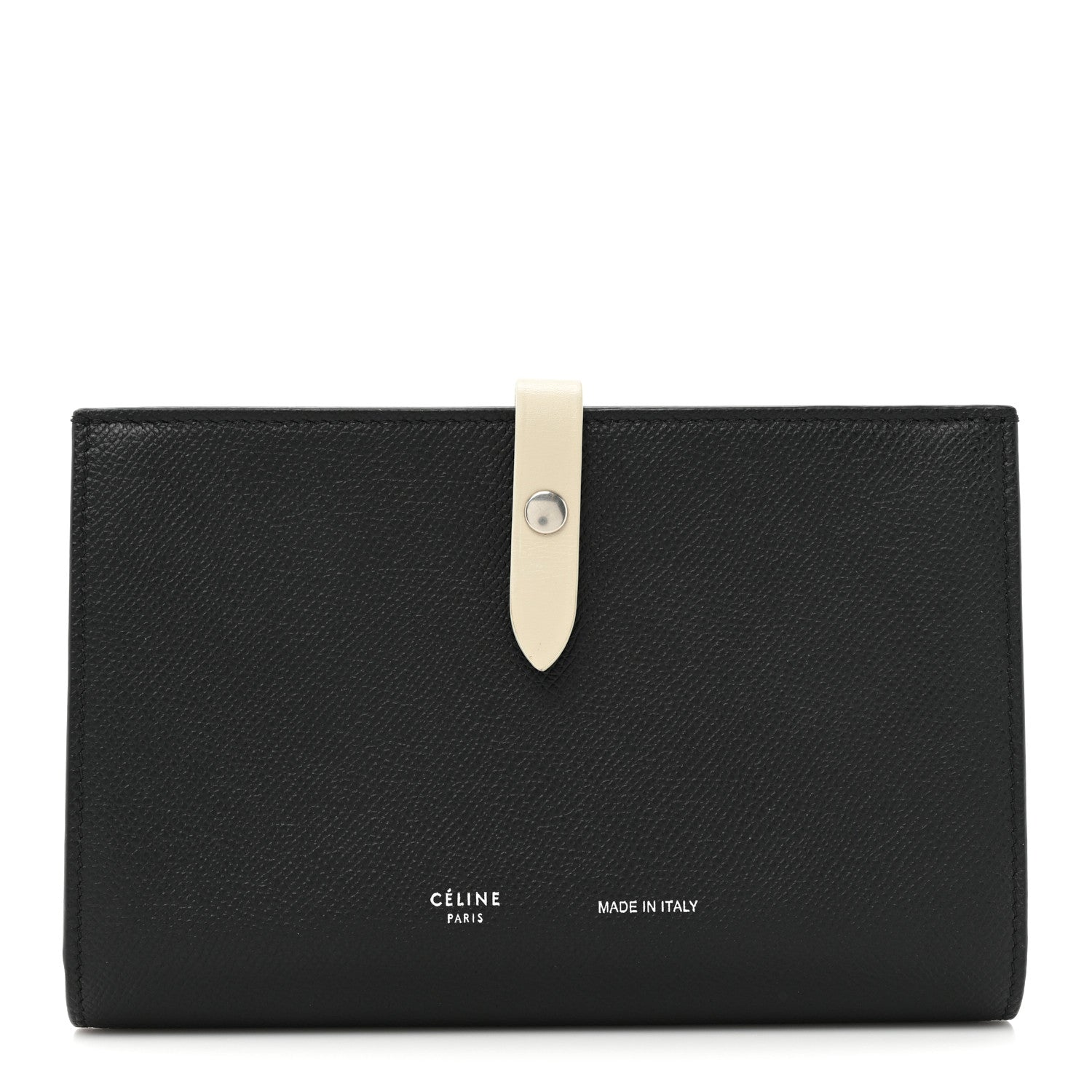 Celine Grained Calfskin Large Multifunction Strap Wallet Black Chalk 1 of 14