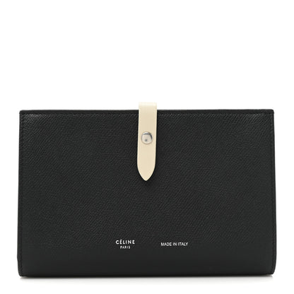 Celine Grained Calfskin Large Multifunction Strap Wallet Black Chalk 1 of 14