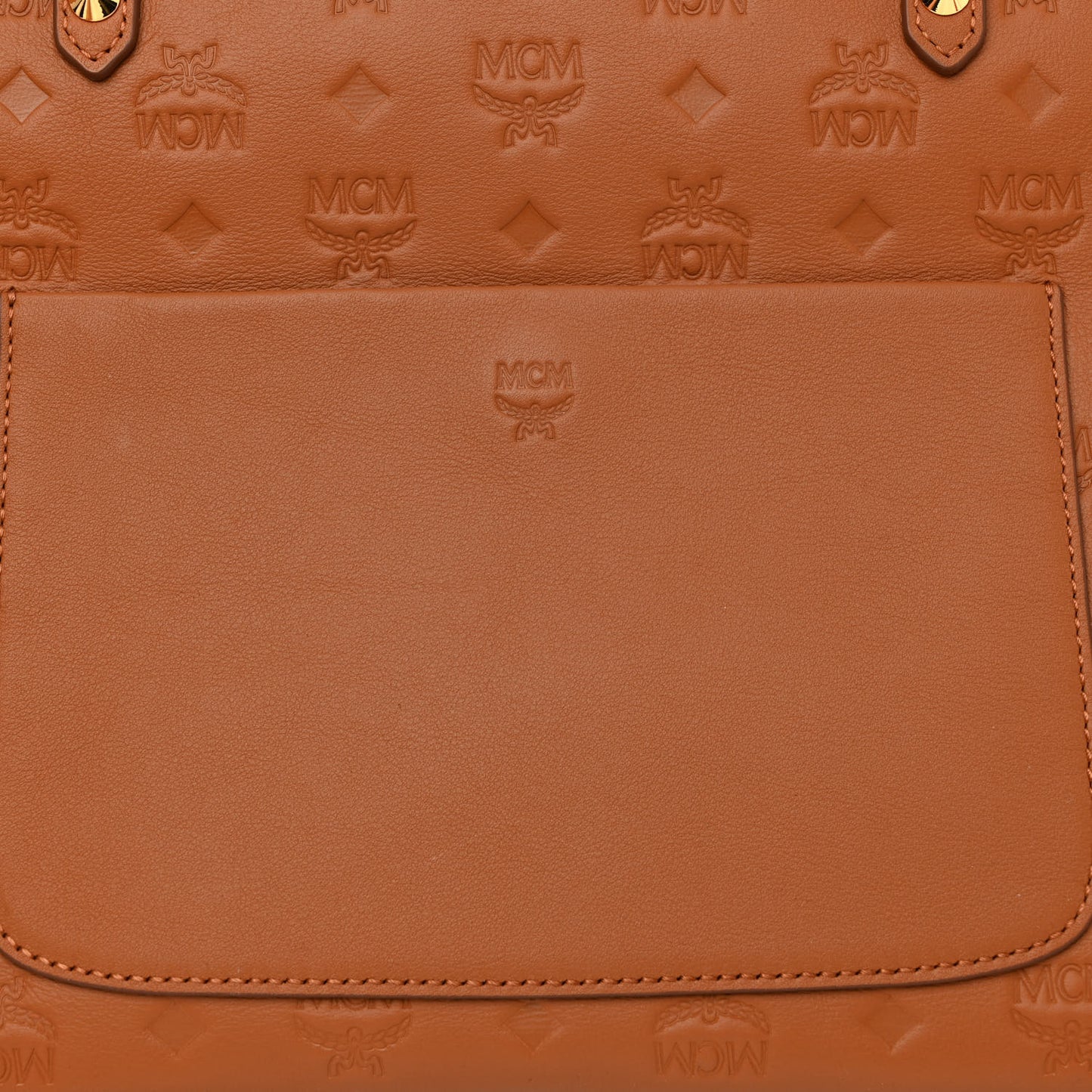 Calfskin Ottomar Monogram Medium Klara Top Zip Tote Cognac