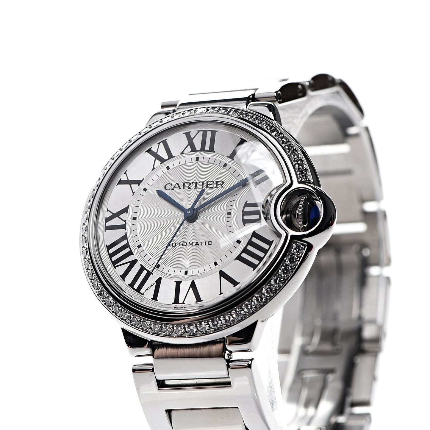 Stainless Steel Diamond Bezel 36mm Ballon Bleu De Cartier Automatic Watch