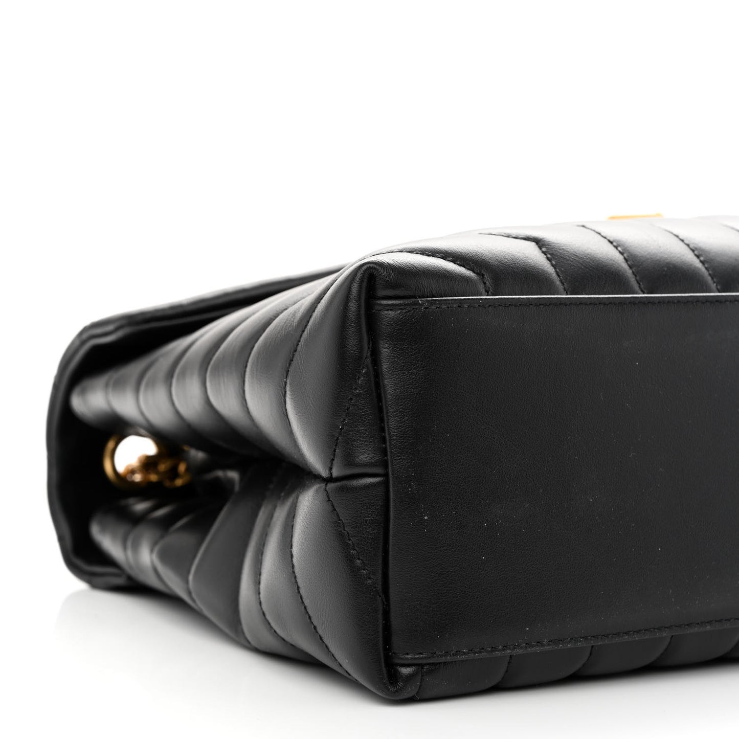 Calfskin Y Quilted Monogram Medium Loulou Chain Satchel Black