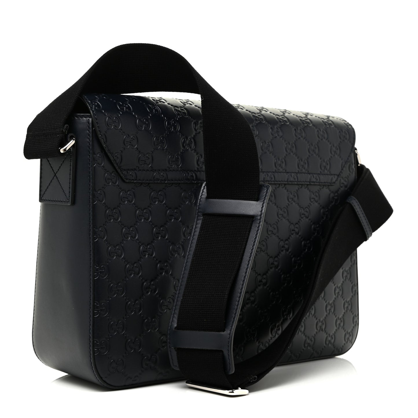 Guccissima Signature Medium Double Buckle Flap Messenger Bag Blue