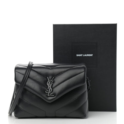 Saint Laurent Calfskin Y Quilted Monogram Toy Loulou Crossbody Bag Black 12 of 12