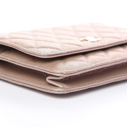 Chanel Iridescent Caviar Quilted Wallet On Chain WOC Beige 9 of 11