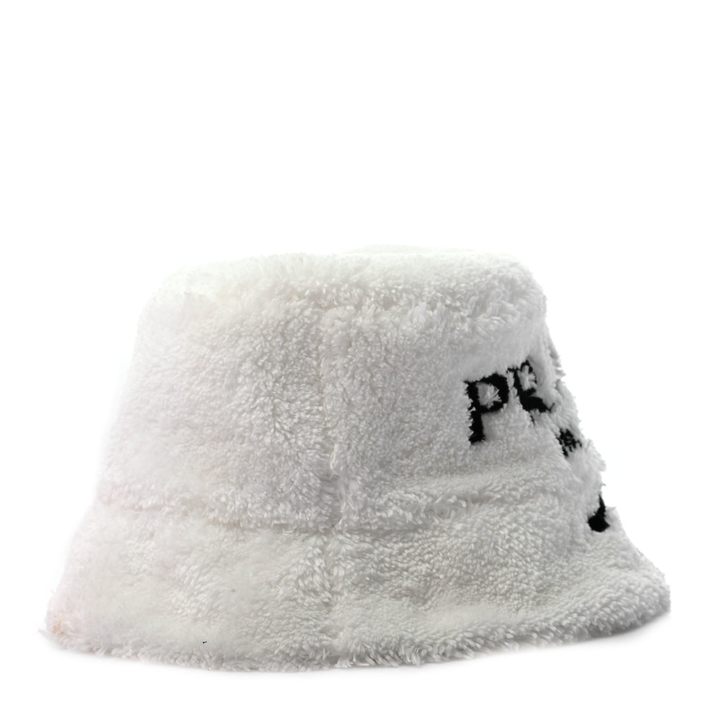 Terry Cloth Logo Embroidered Womens Bucket Hat S White Black