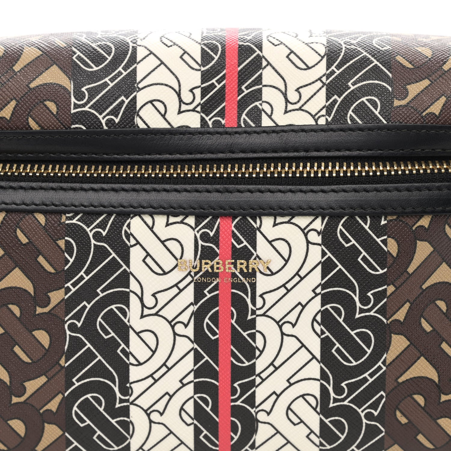 Burberry E-Canvas Monogram Stripe Medium Sonny Bum Bag Bridle Brown 7 of 9