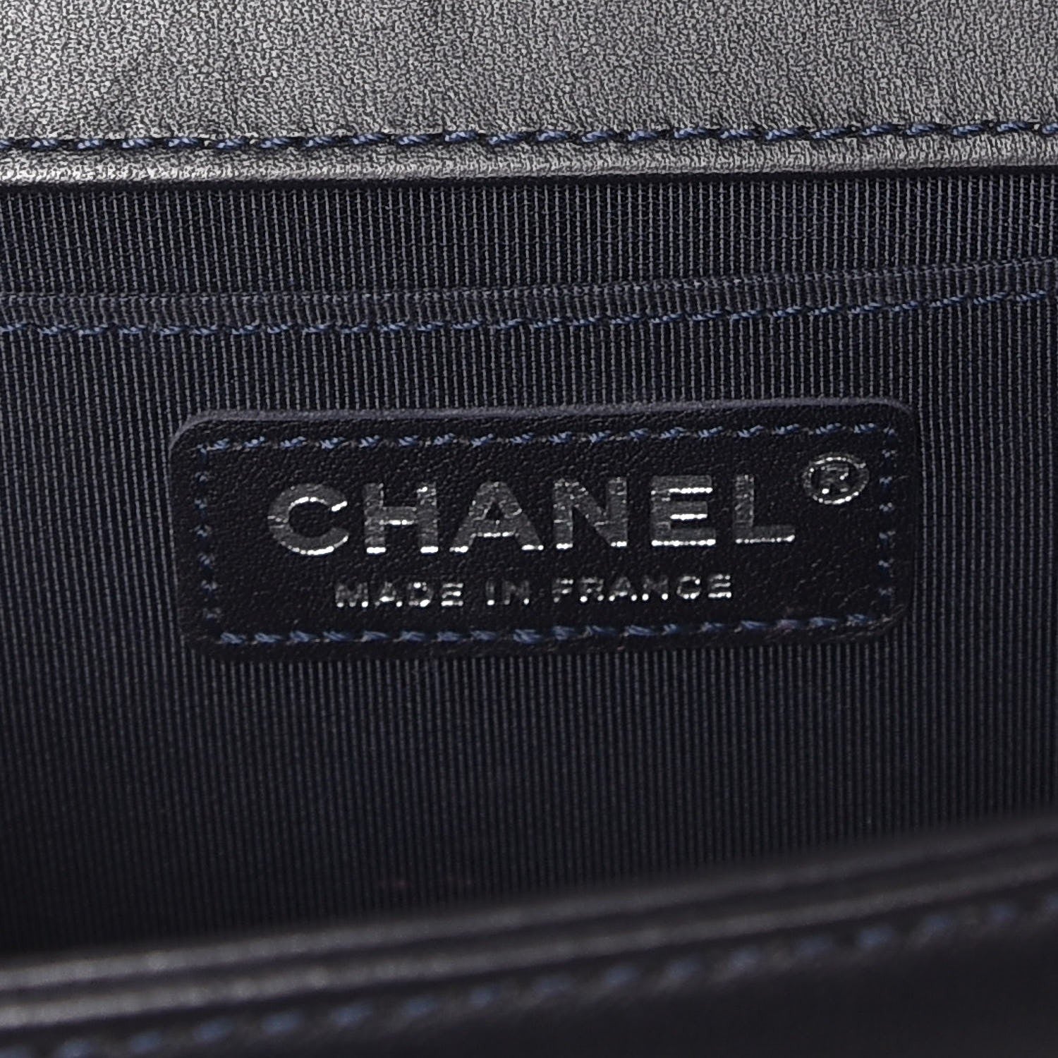 Chanel Tweed Lambskin Woven Medium Boy Flap Navy Blue 7 of 11
