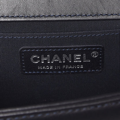 Chanel Tweed Lambskin Woven Medium Boy Flap Navy Blue 7 of 11