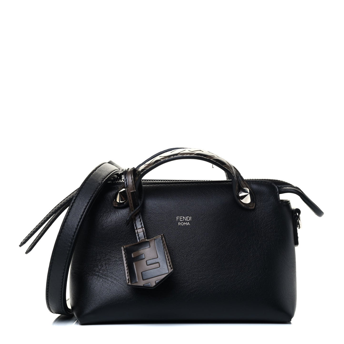 Vitello Dolce Bi-Color FF 1974 Embossed Mini By The Way Boston Bag Midnight Maya Black