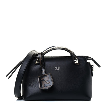 Fendi Vitello Dolce Bi-Color FF 1974 Embossed Mini By The Way Boston Bag Midnight Maya Black 1 of 5