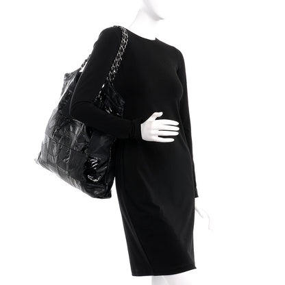 Chanel Patent Calfskin Patchwork Brooklyn Tote Black 2 of 13