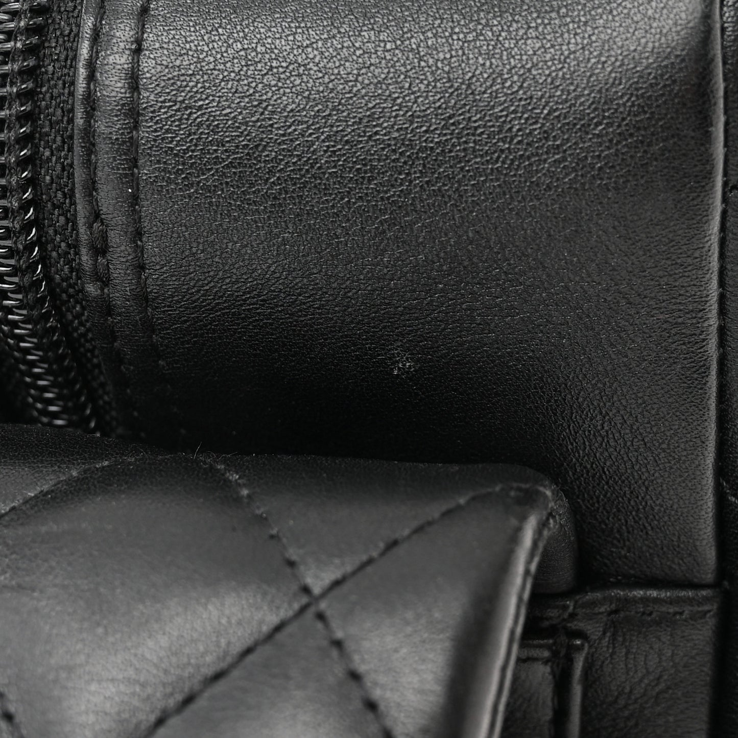 Calfskin Quilted Large Cambon Multipocket Reporter Black