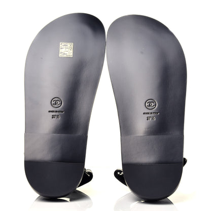 Chanel Lambskin Velcro Dad Sandals 37.5 Black 7 of 10