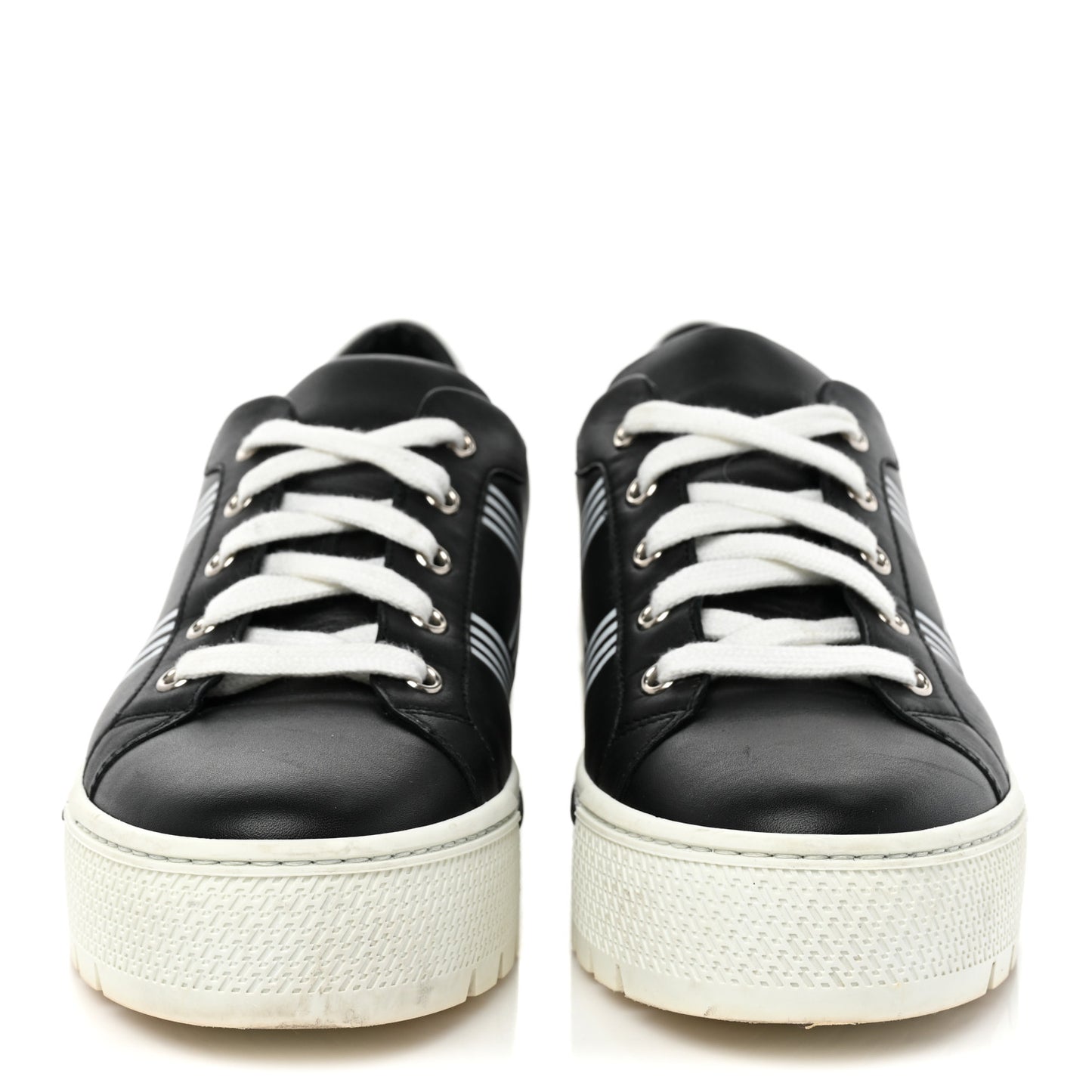 Calfskin Womens Dare Sneakers 38.5 Black White