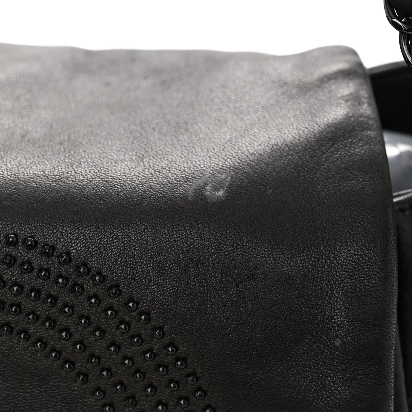 Lambskin Studded Accordion CC Flap Black