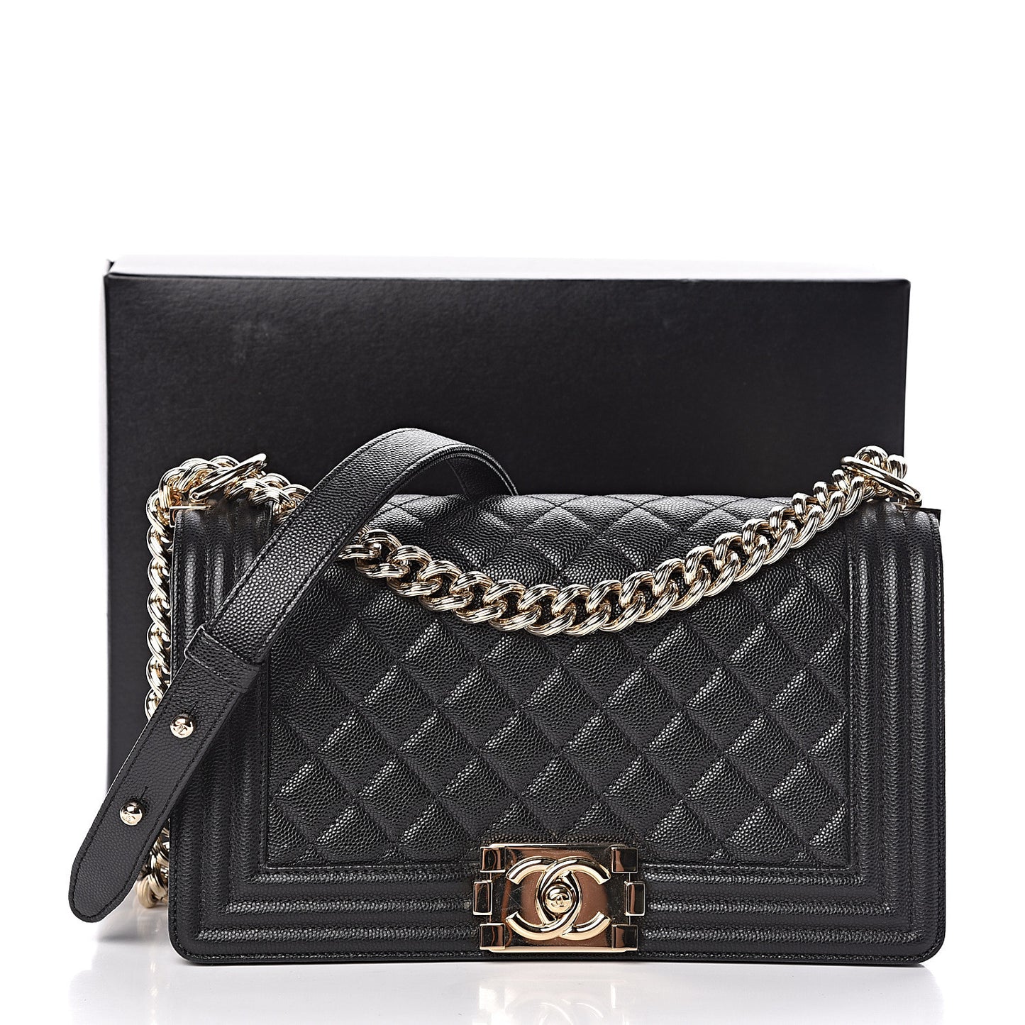 Caviar Quilted Medium Boy Flap Black