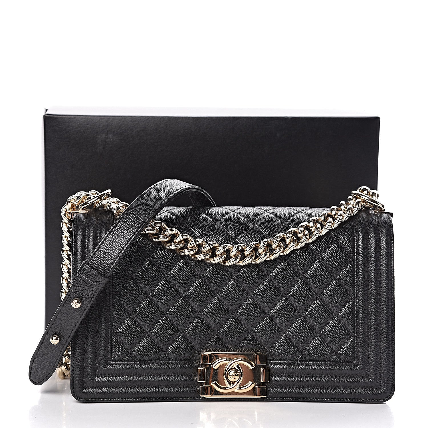 Chanel Caviar Quilted Medium Boy Flap Black 12 of 12